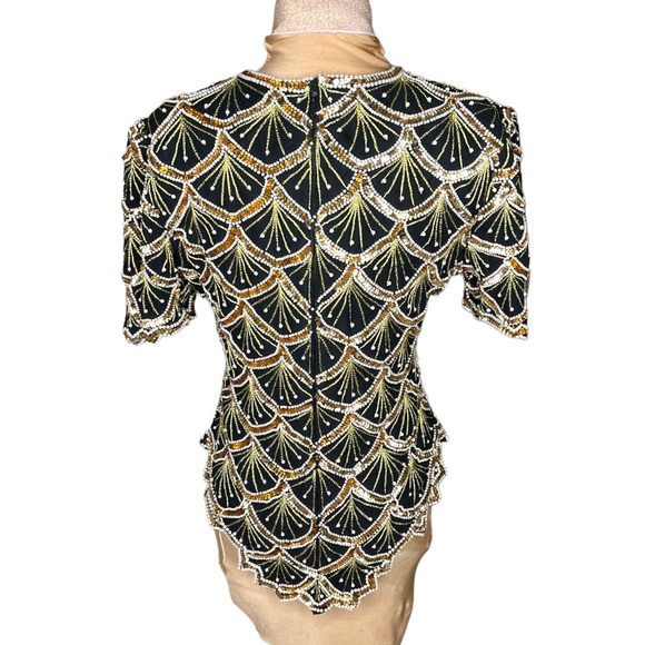 VINTAGE Designer LAWRENCE KAZAR
New York BEADED & SEQUINED TOP
Size Small Clean - Picture 3 of 8